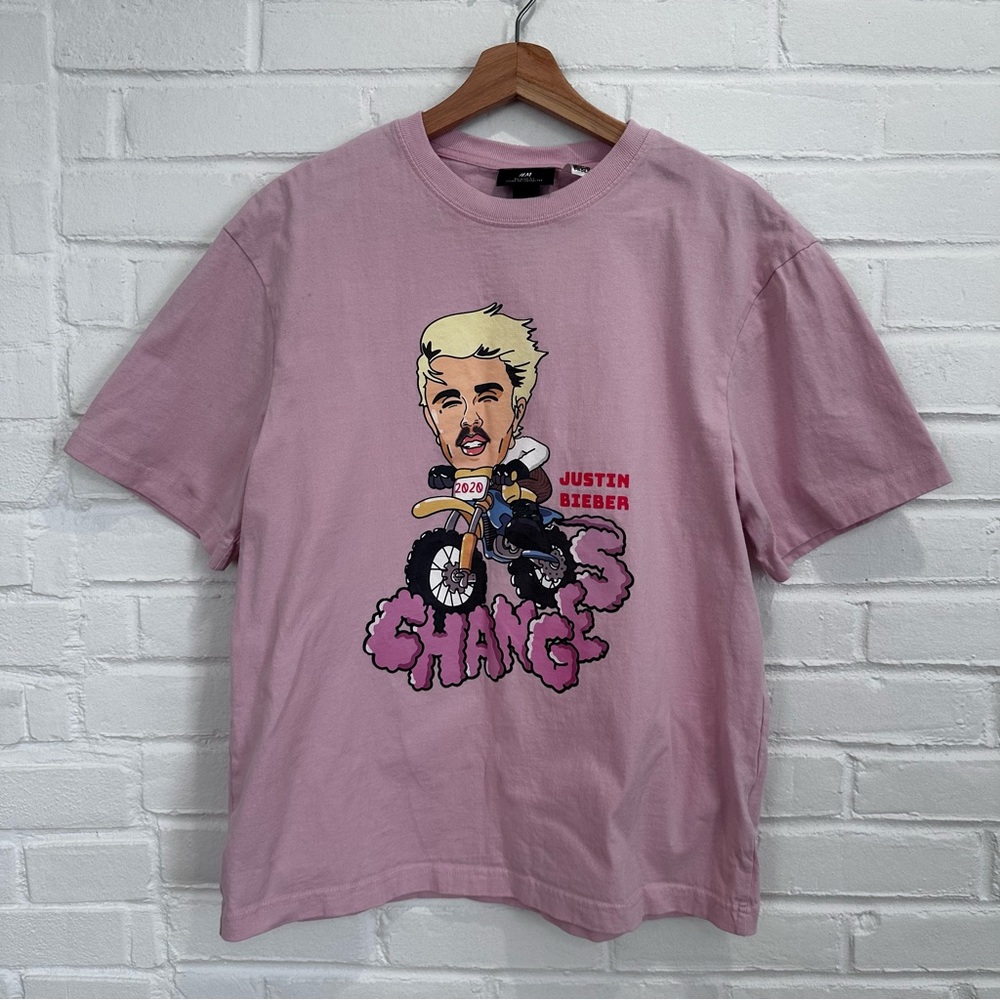 JUSTIN BIEBER 2020 H&M Changes Pink Short Sleeve Tshirt